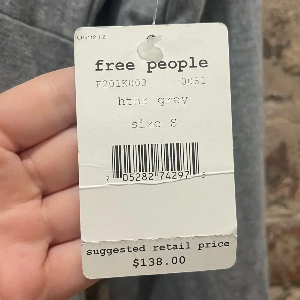 Free People Heather Grey Embroidered Tunic Size Small - Picture 4 of 5